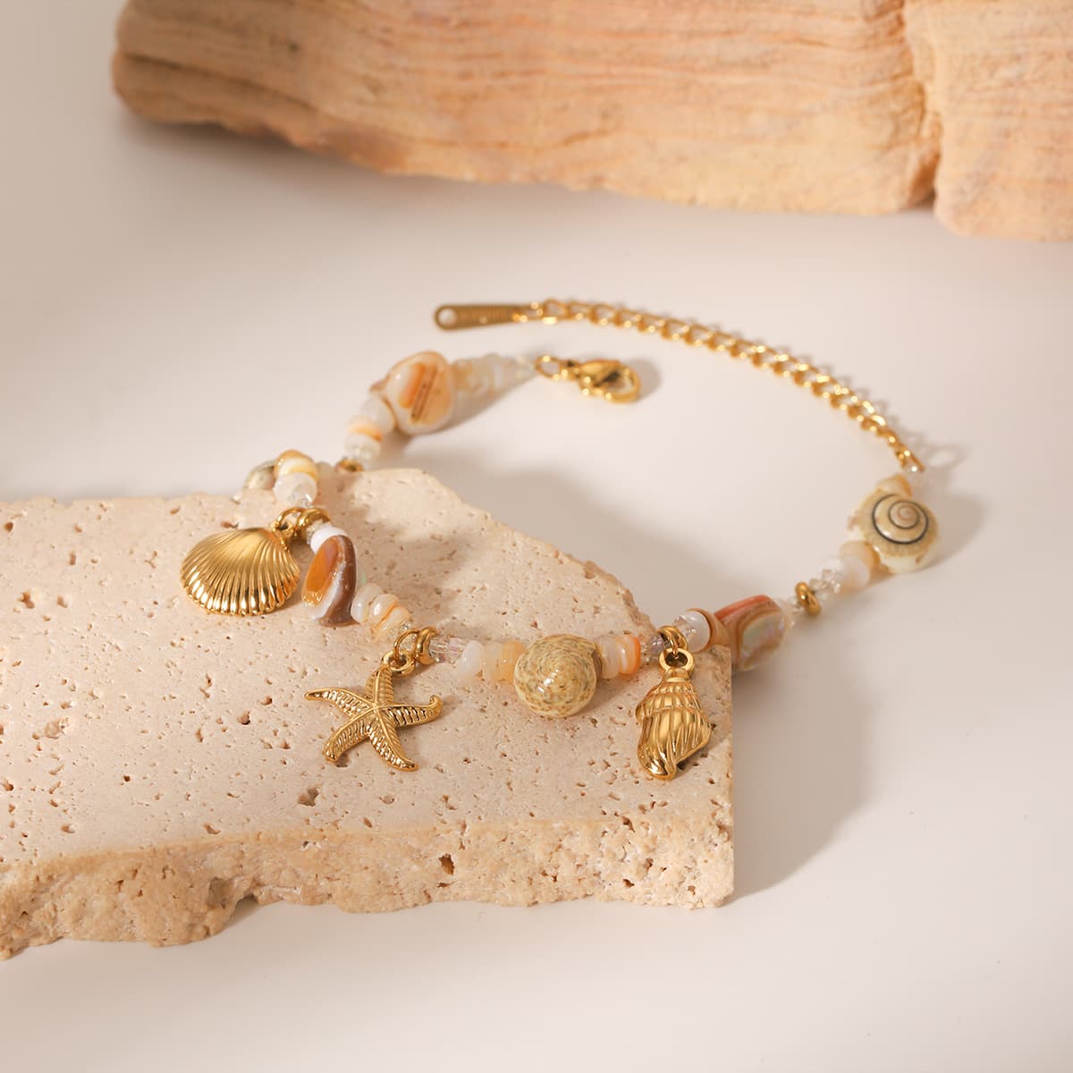 Stainless Steel Conch Starfish Shell Bracelet For Women